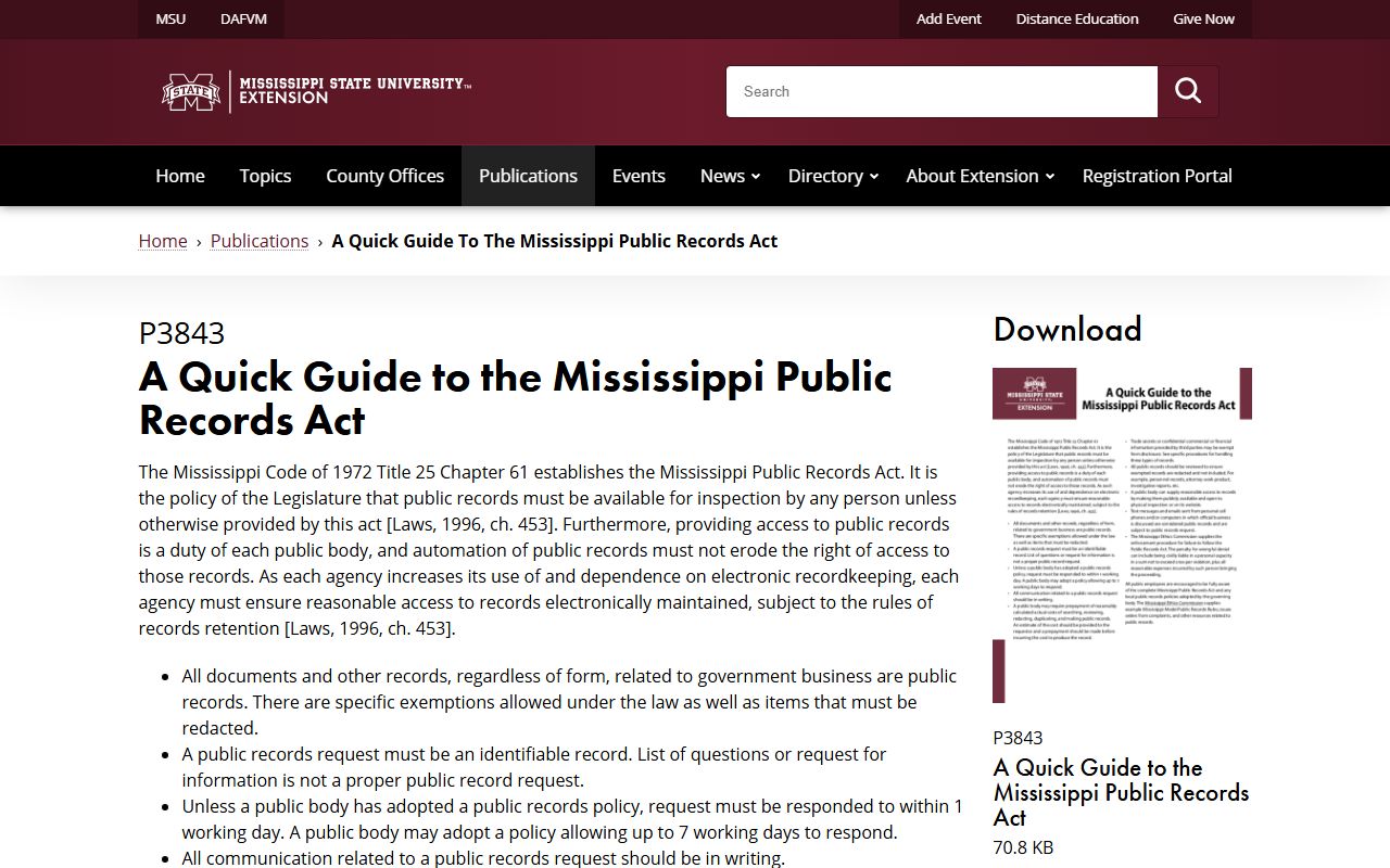 Guide to the Mississippi Public Records Act for Lawrence County court records access