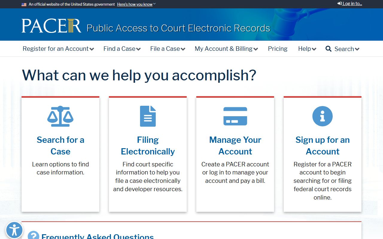 PACER federal portal used alongside Lawrence County court records for federal cases