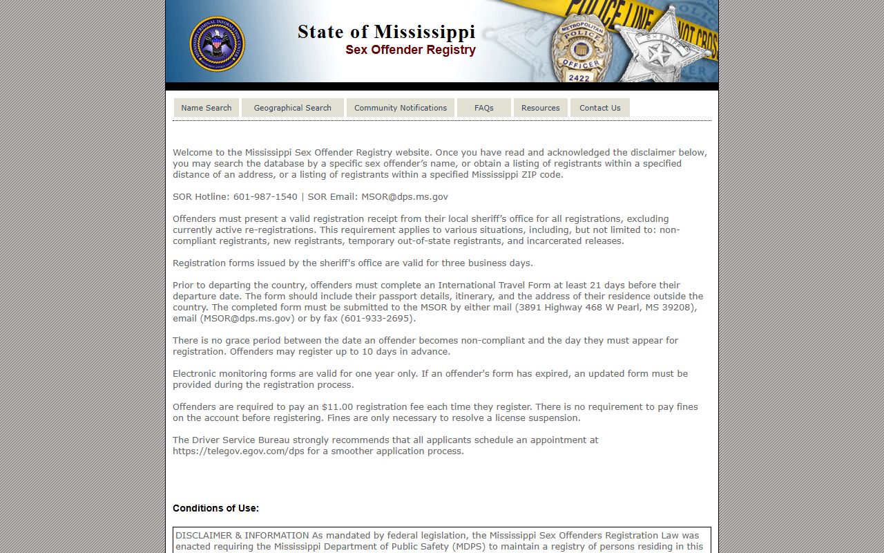 Lawrence County criminal court records and Mississippi sex offender registry search