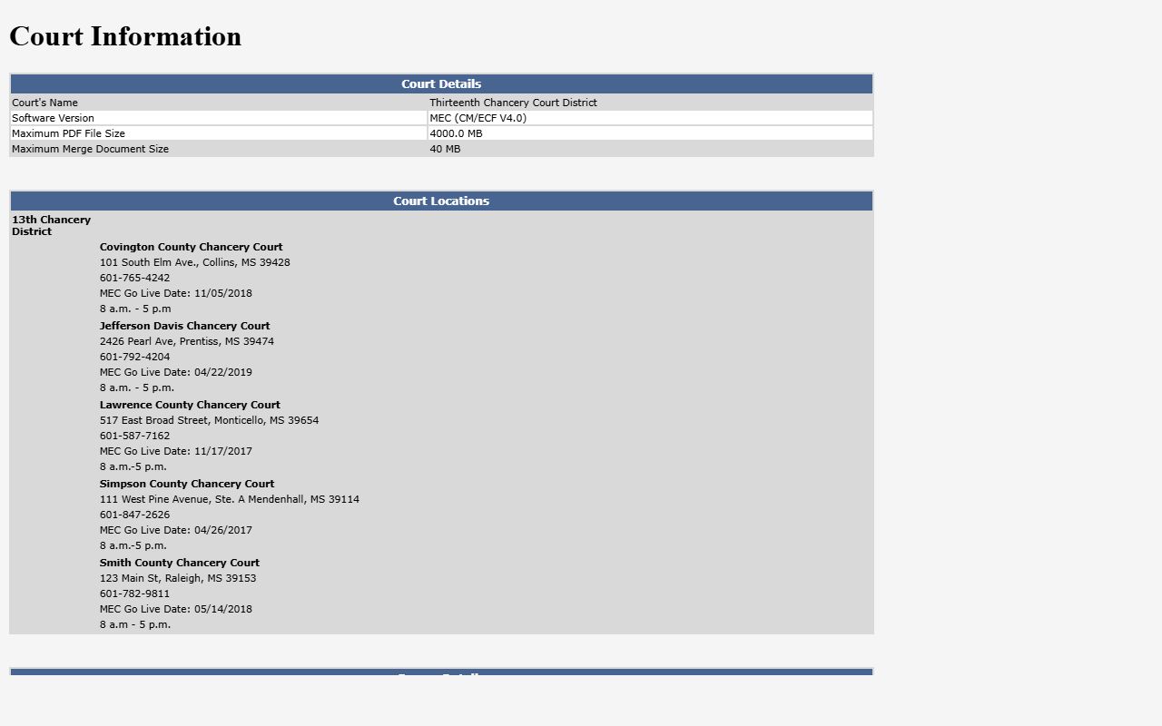 Lawrence County court records on the 13th Chancery MEC court-information page