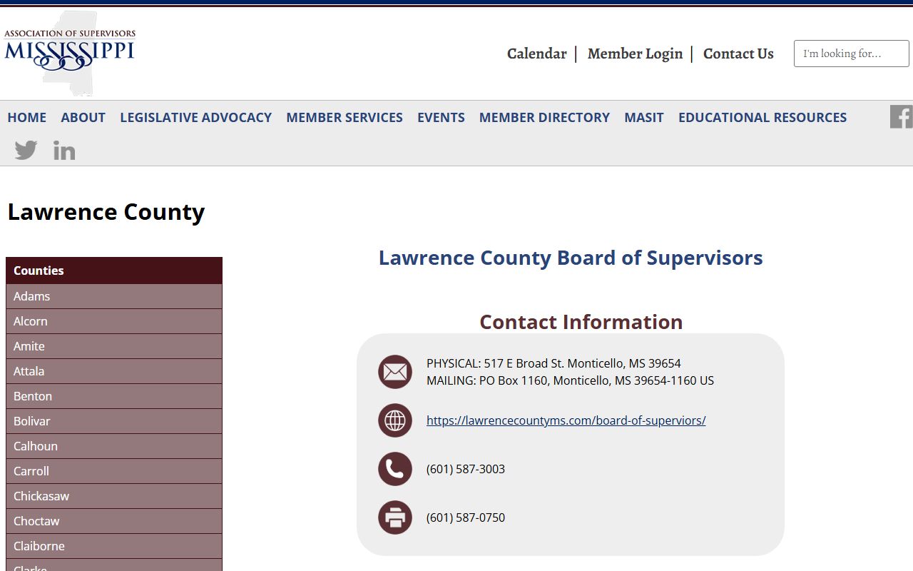Lawrence County court records and elected officials on the county supervisors page