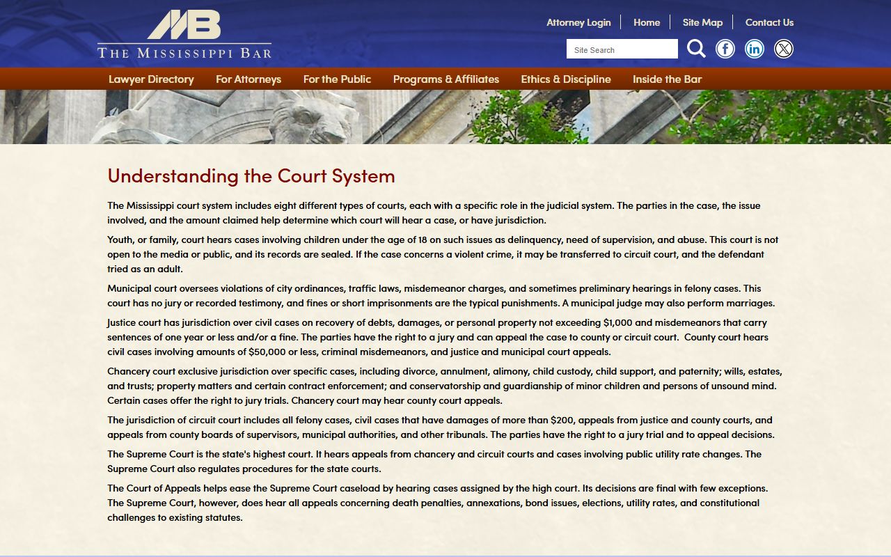 Lawrence County court records and the Mississippi court system guide
