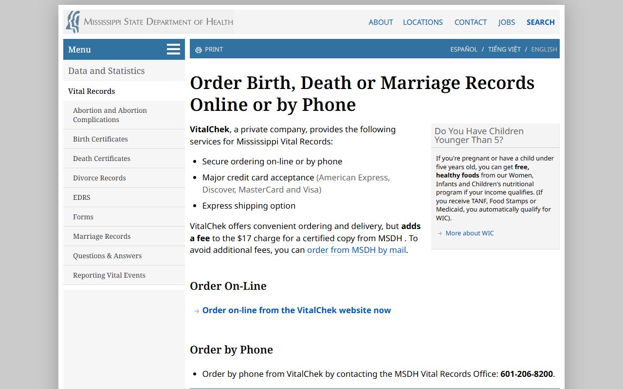 Lawrence County certified marriage records online and phone ordering through Mississippi vital records