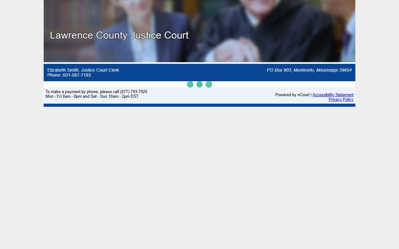 Lawrence County traffic court records nCourt Justice Court citation payment page