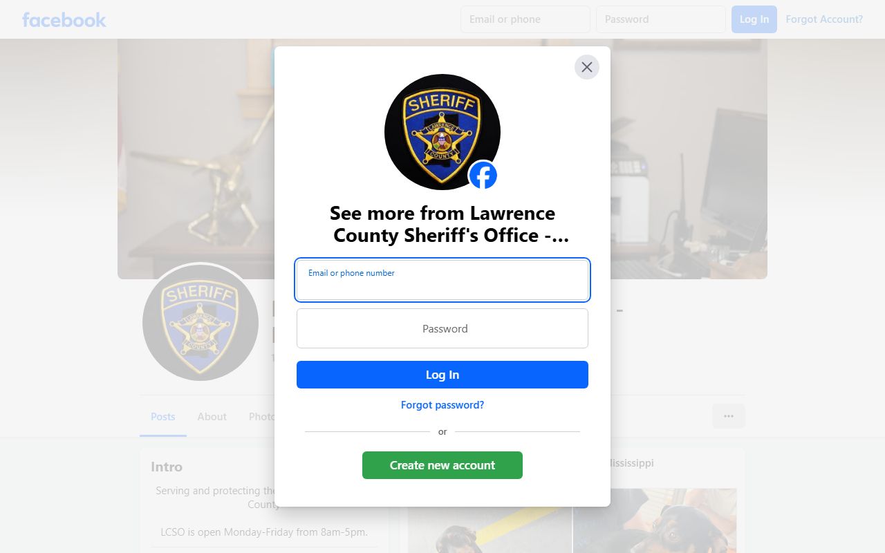 Lawrence County Sheriff's Office warrant contact channel